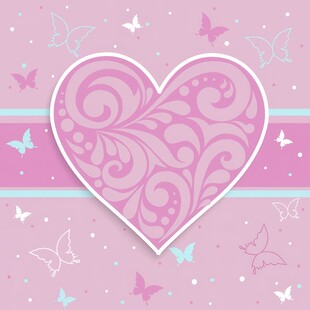粉色爱心蝴蝶梦幻背景图