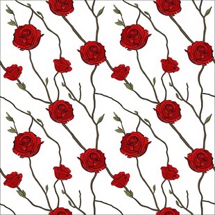 红色花卉藤蔓图案背景