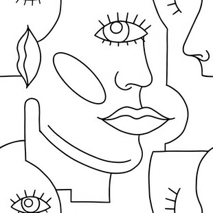 抽象线条人脸艺术插画