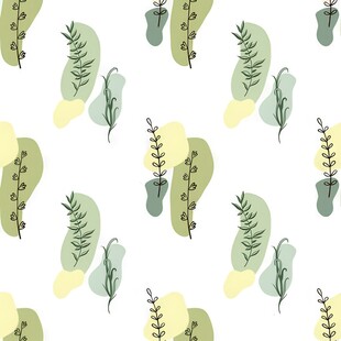 清新绿植无缝图案背景