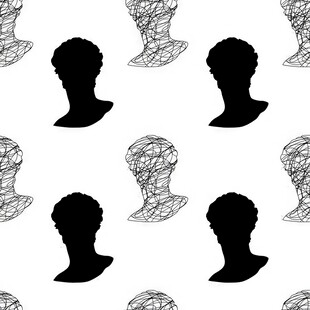 几何线条人物头像无缝图案