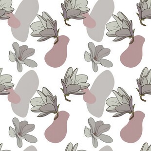 手绘梨与叶的简约图案