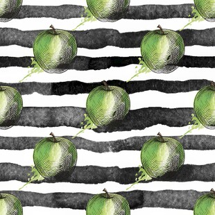 黑白条纹背景的青苹果图案