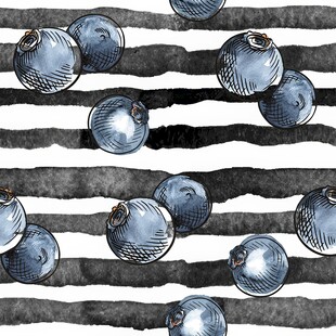 黑白条纹上的水彩圆珠