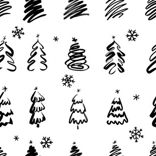 手绘圣诞元素无缝图案