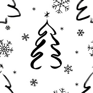 黑白圣诞元素图案设计