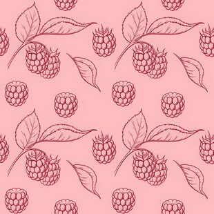 手绘覆盆子图案背景四方连续 