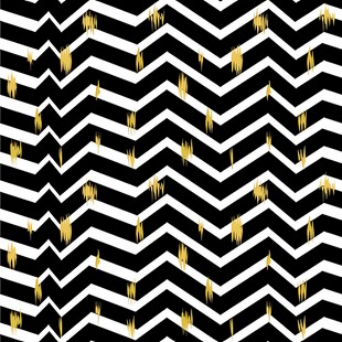 黑白金锯齿纹几何图案四方连续 