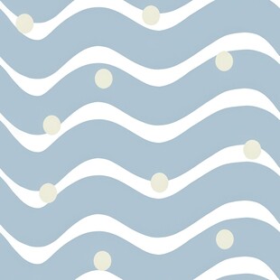 蓝白波浪圆点图案背景四方连续 