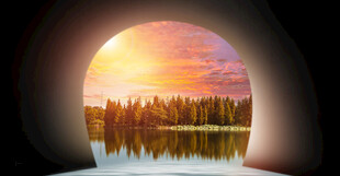 创意合成简约隧道文艺森林风景