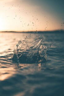 夕阳下的水花飞溅瞬间
