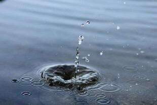 雨滴入水溅起美丽水花