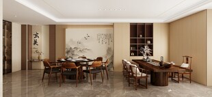 中式雅致餐厅室内场景