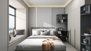 简约现代风卧室室内场景