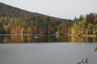 秋日湖畔山林美景