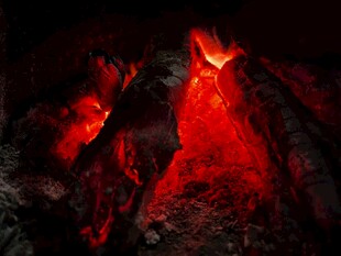 炽热火山内部熔岩景象