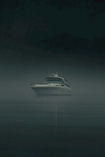 夜海之上的孤独游艇