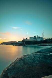 海滨城市黄昏美丽景致