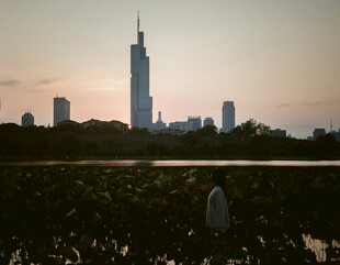 湖畔赏景望高楼
