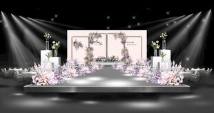 浪漫粉色系婚礼舞台布置