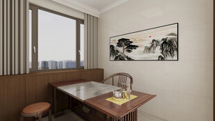 中式简约风餐厅室内景致