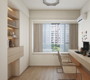 简约明亮的现代书房一角