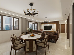 现代简约风客厅餐厅一体空间