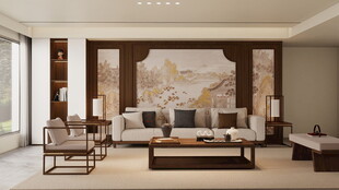 中式典雅客厅室内场景