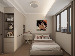 简约现代风儿童卧室空间