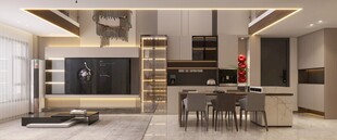 现代简约风格客厅餐厅一体