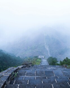 雾中栈道现山林美景