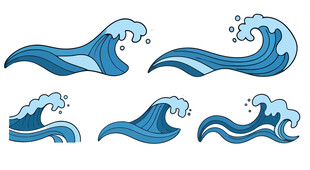 多样蓝色海浪矢量图案