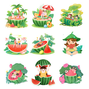 夏日卡通水果人物插画集