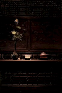 中式古典茶室静谧一角