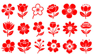 红色花卉图案集合