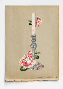 复古 蜡烛台与玫瑰