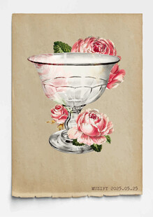 复古 玻璃杯与玫瑰 
