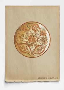 古董 彩绘陶瓷盘 