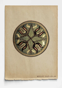 古董 彩绘陶瓷盘 