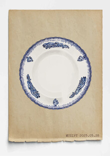 古董 青花瓷盘 