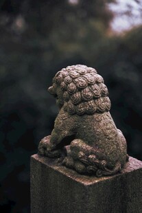 石狮子雕塑特写