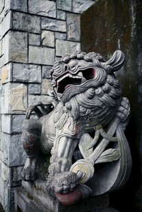 石狮子雕塑特写