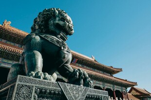 故宫前威武石狮子