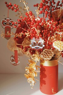 中式新年插花装饰摆件