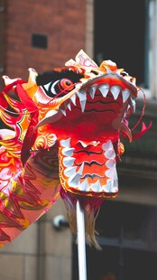 传统舞龙龙头特写