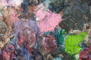 多彩颜料混合艺术画面