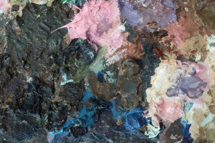 多彩油画颜料纹理特写