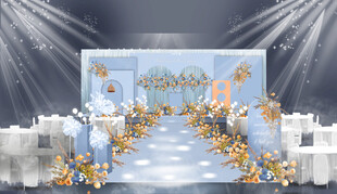 蓝色花卉主题婚礼布置