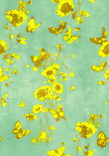 淡蓝背景上的黄色花朵图案