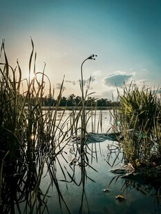 湖畔黄昏美景